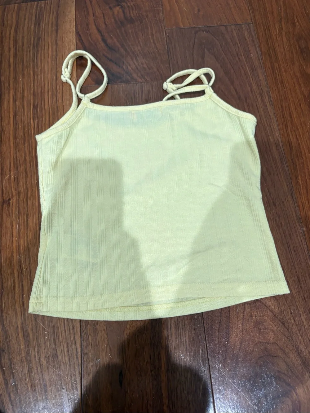 Edikted Pale Yellow Ribbed Lace-Trim Cami